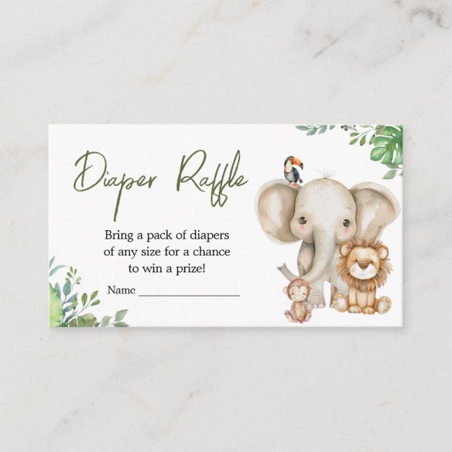 Wild One Safari Baby Shower Diaper Raffle Enclosure Card (Front)