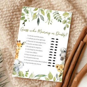 Wild One Safari Baby Shower Guess Who Game
