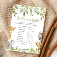 Wild One Safari Baby Shower Price is Right Game