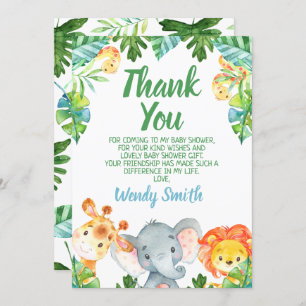 Wild One Safari Baby Shower Thank You Card