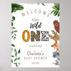 Wild One Safari  baby shower welcome sign