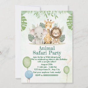 Wild One Safari Birthday Invitation