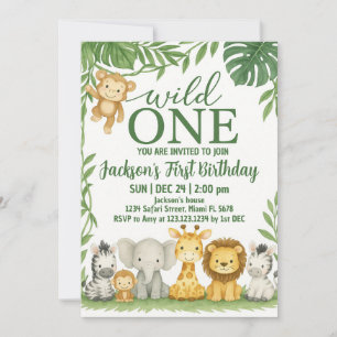 Wild One Safari Birthday Invitation
