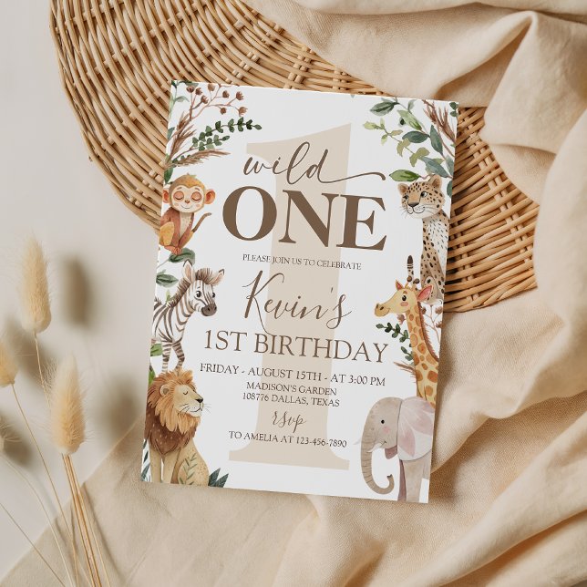 Wild One Safari Birthday Invitation Jungle (Creator Uploaded)