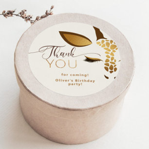 Wild one Safari birthday thank you Classic Round Sticker