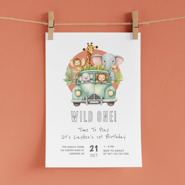 Wild One Safari Boho 1st Birthday Invitation (Creator Uploaded)