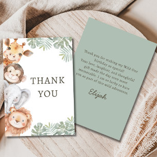 Wild One Safari Boy's 1st Birthday Thank You Card
