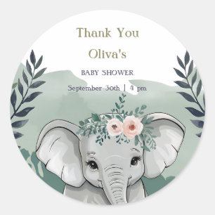 Wild One Safari Elephant Baby Shower Classic Round Sticker