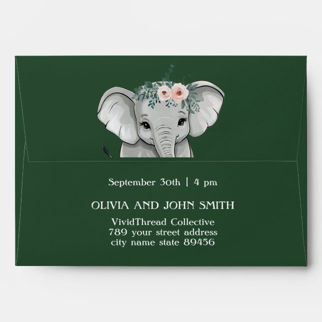 Wild One Safari Elephant Baby Shower Envelope (Back (Top Flap))
