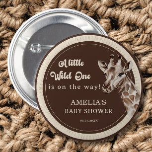 Wild One Safari Giraffe Baby Shower 6 Cm Round Badge