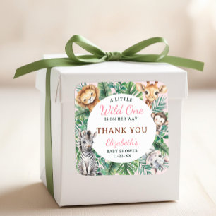 Wild One Safari Girl Baby Shower Thank You Sticker