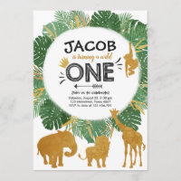 Wild One Safari Gold Boy Animals Birthday Party