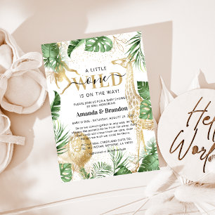 Wild One Safari Green & Gold Baby Shower By Mail Invitation
