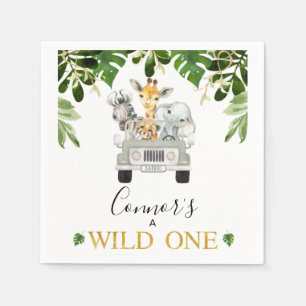 Wild One Safari Jeep First Birthday Napkin