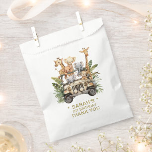 Wild One Safari Jungle 1st Birthday Gold Thank You Favour Bags