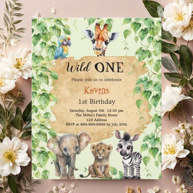 Wild one safari jungle 1st Birthday invitation (Creator Uploaded)
