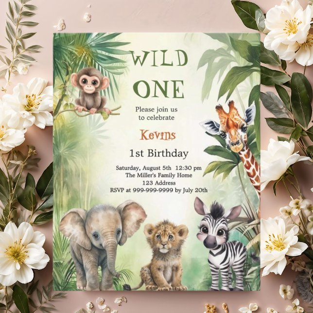 Wild one safari jungle 1st Birthday invitation (Creator Uploaded)