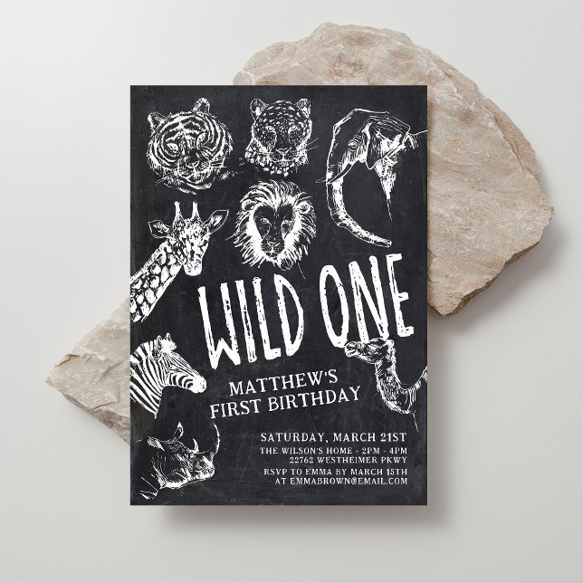 Wild One Safari Jungle 1st Birthday Invitation (Creator Uploaded)