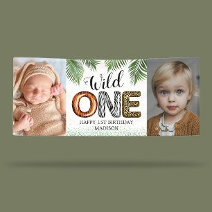 Wild One Safari Jungle 1st Birthday Photo Banner