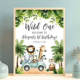 Wild One Safari Jungle 1st Birthday Welcome Sign