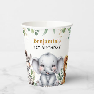 Wild One Safari Jungle Animals 1st Birthday Paper Cups