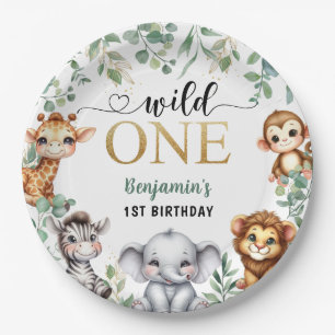Wild One   Safari Jungle Animals 1st Birthday Paper Plate