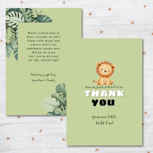 Wild One Safari Jungle Animals 1st Birthday Thank You Card