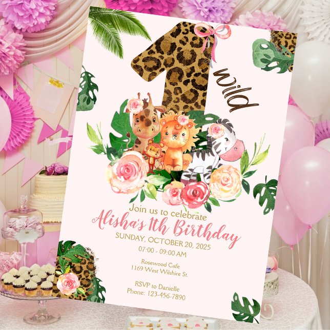 Wild One Safari Jungle Animals Birthday Invitation (Creator Uploaded)