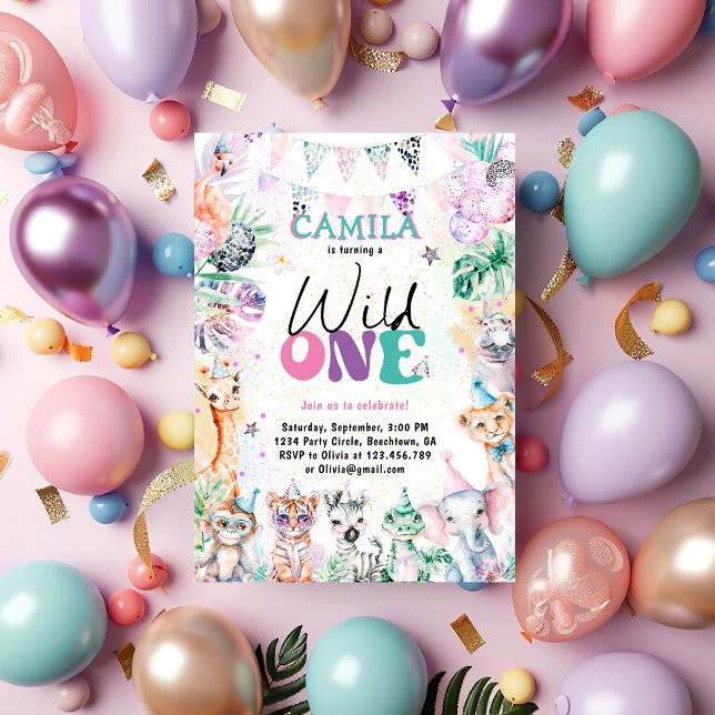 Wild One Safari Jungle Animals Birthday Invitation (Creator Uploaded)