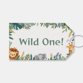 Wild One Safari Jungle Animals Birthday Party Gift Tags