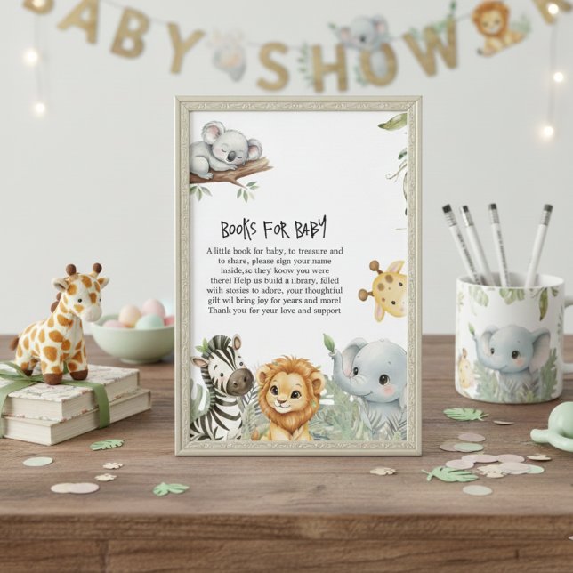 Wild One Safari Jungle Animals Boy Baby Shower  En Enclosure Card (Creator Uploaded)