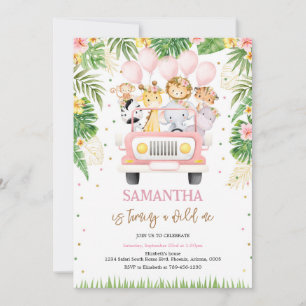 Wild One Safari Jungle Animals Kids Birthday  Invitation