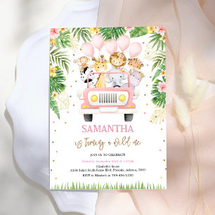 Wild One Safari Jungle Animals Kids Birthday  Invitation