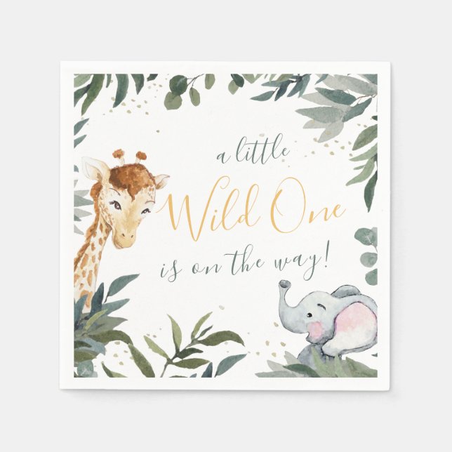 Wild One Safari Jungle Baby Shower Paper Napkin (Front)