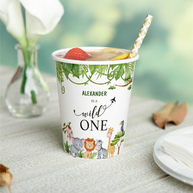 Wild One Safari Jungle Birthday Paper Cups (Insitu)