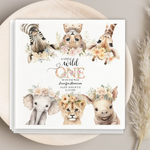 Wild One Safari Jungle Girl Baby Shower Napkins