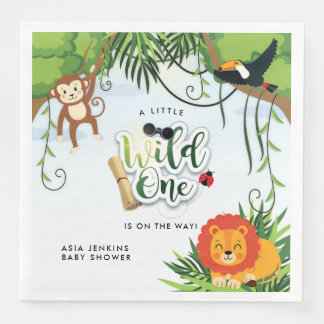Wild One Safari Jungle Tropical Baby Shower Napkin
