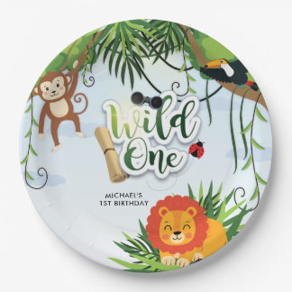 Wild One Safari Jungle Tropical Baby Shower Paper Plate