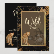 Wild one safari leopards, birthday Invitation
