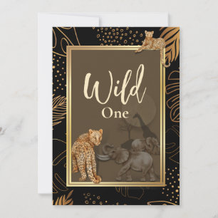 Wild one safari leopards, birthday Invitation