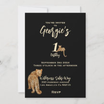Wild one safari leopards, birthday Invitation