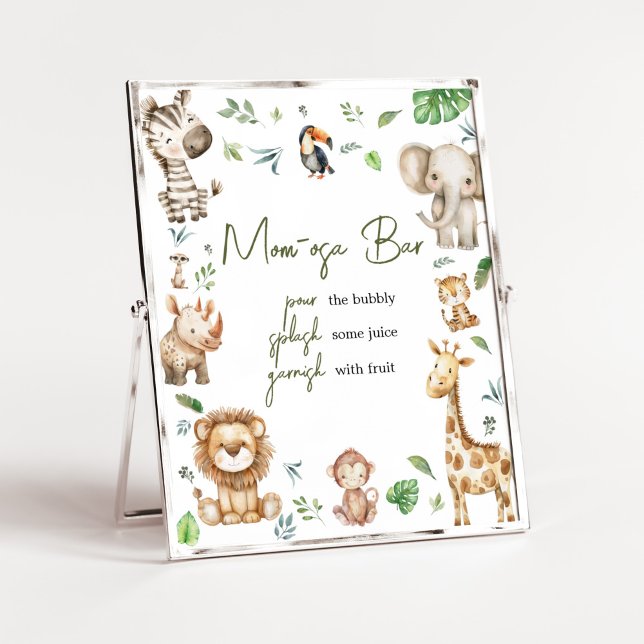 Wild One Safari Mum Osa Bar Baby Shower Poster (Little Wild One Safari Animals Baby Shower Mom Osa Bar Sign)
