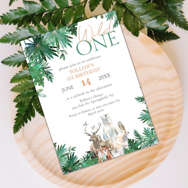 Wild One Safari party jungle animals 1st Birthday Invitation (Creator Uploaded)