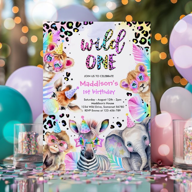Wild One Safari Pink Girl Leopard Birthday Party Invitation (Creator Uploaded)