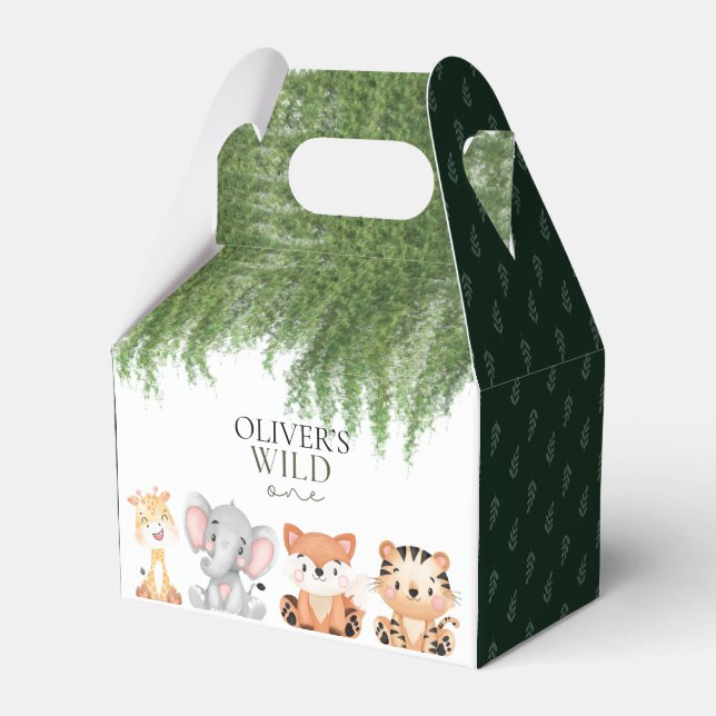 Wild one safari theme first birthday favour box (Front Side)