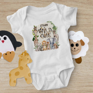 Wild one Safari themed 1st birthday personalised  Baby Bodysuit