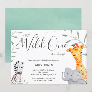 Wild One Safari Watercolor Baby Shower Invitation