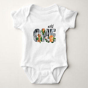 Wild One Safari Zebra  Baby Bodysuit