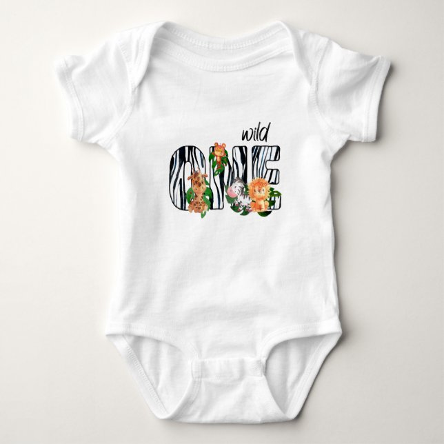 Wild One Safari Zebra  Baby Bodysuit (Front)