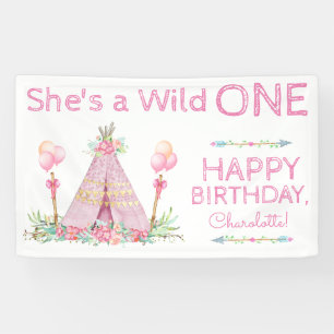 Wild One TeePee Birthday Banner 1st Birthday